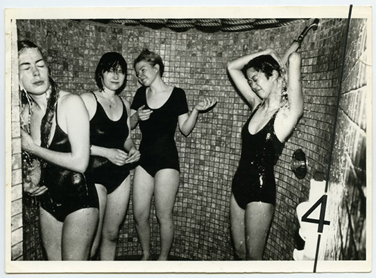 S.S. Girls in the shower. tour de '4' promotional postcard, 1980, Courtesy of Paul Wong
