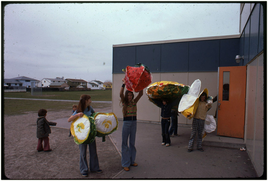 Papier mâché fruit at Satellite Gallery, 1971, Courtesy of Paul Wong