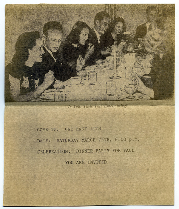 “Is Your Table Talk Entertaining?” dinner party invitation, no date, Courtesy of Paul Wong