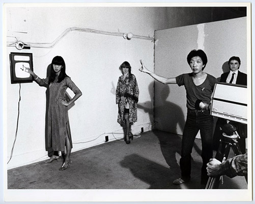 Deborah Fong, Mary Janeway, Paul Wong, Jeanette Reinhardt, High Profile Slow Scan performance, Video Inn, Vancouver and CN Tower Toronto, October 13, 1978, Courtesy of Paul Wong
