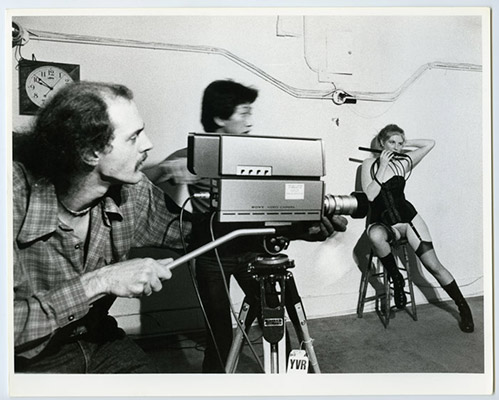 From left: Videographer: Andy Harvy with Paul Wong and Marlene MacGregor, High Profile Slow Scan performance, Video Inn, Vancouver and CN Tower, Toronto, October 13, 1978, Courtesy of Paul Wong
